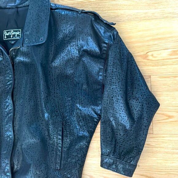 Gino di Giorgio by Comint Vintage Leather Jacket Womens Medium Black Bomber - Picture 4 of 10